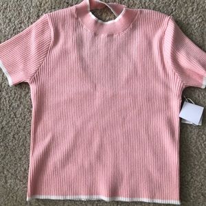 NWT Pink Cropped Mock Neck w/ Cutout